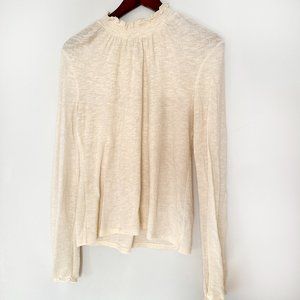 Madewell Ivory Ruffled Mock Neck Top